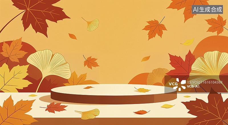【AI数字艺术】秋季电商展台图片素材