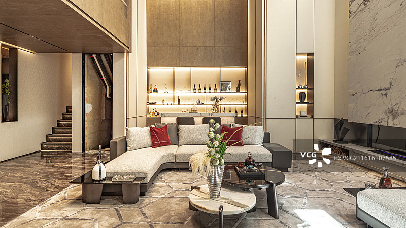 简洁的别墅样板间客厅图片素材