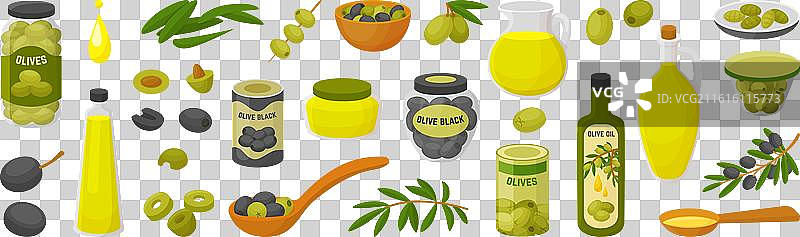 卡通橄榄植物和食物橄榄树图片素材