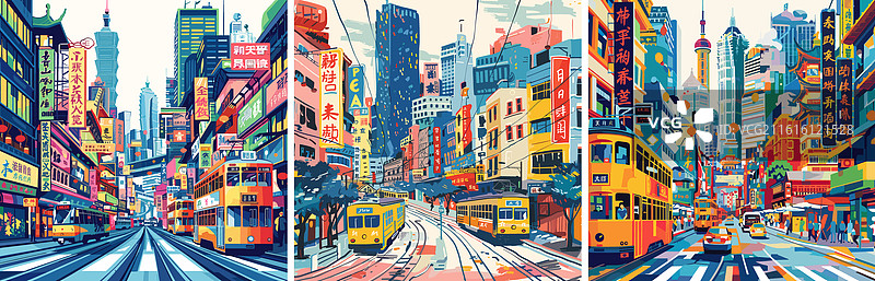 东京城市风光卡通概念图片素材