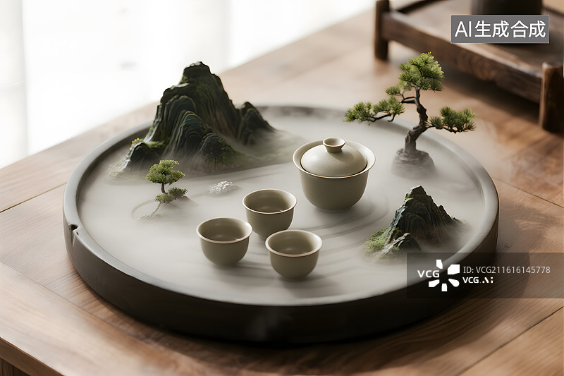 【AI数字艺术】中式茶道意境图图片素材