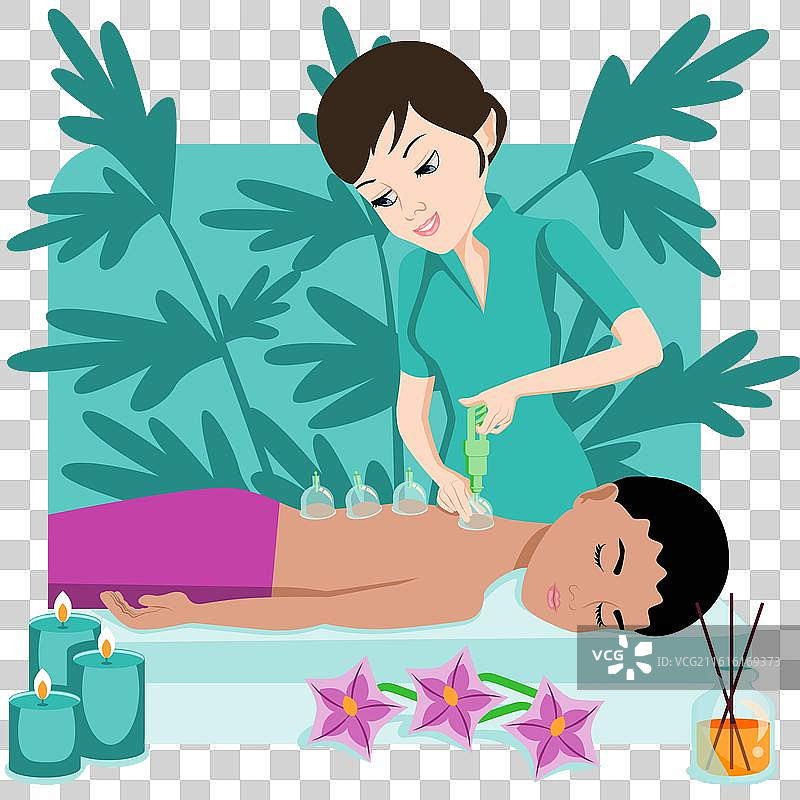 杯子按摩，欧洲和印度人种图片素材