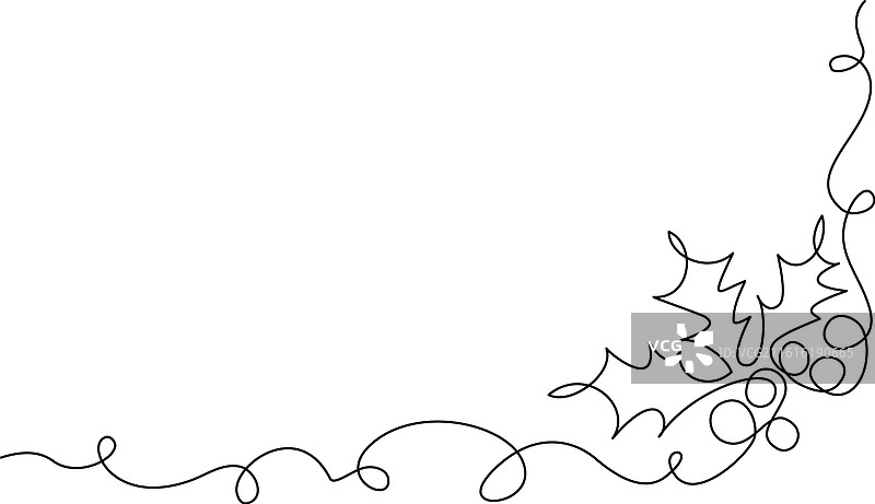 冬青浆果叶装饰线条画图片素材