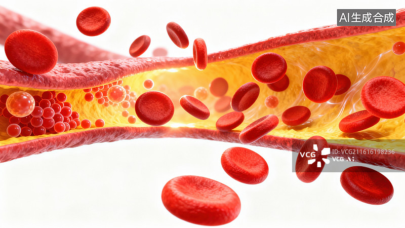 【AI数字艺术】血液在血管中流动的示意图图片素材