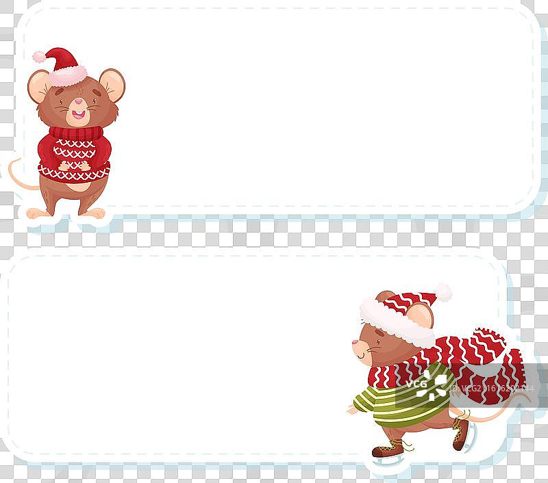 可爱的老鼠角色和空白的便签卡图片素材