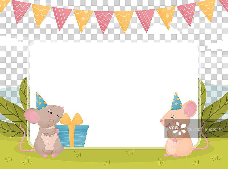 可爱的老鼠角色横幅设计图片素材