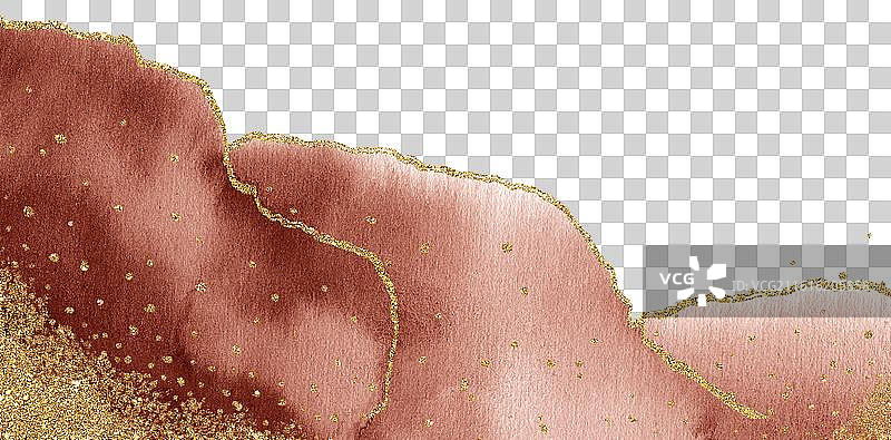 褐红色和金色流动抽象和线条，金箔和鎏金效果 金色大理石图案图片素材