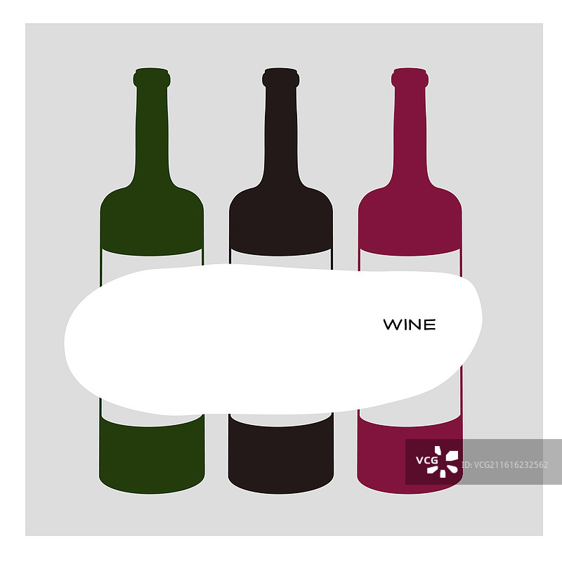 三个色彩缤纷的酒瓶摆放在中性背景上图片素材