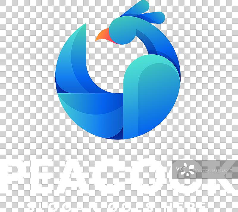 渐变多彩风格的孔雀标志图片素材