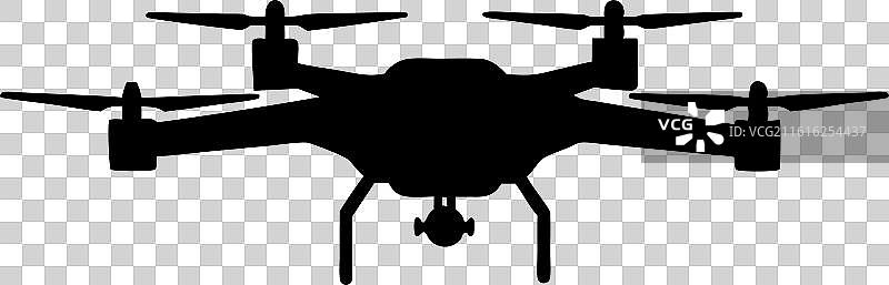 四旋翼无人机剪影图片素材