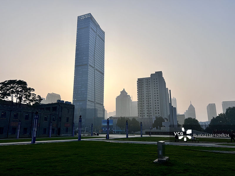 河北石家庄正太广场正太饭店及市中心CBD城市风光图片素材