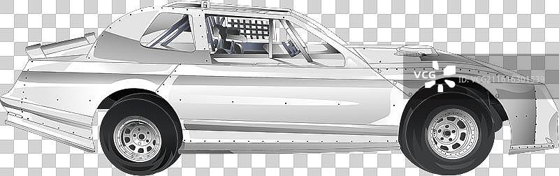 带有灰色条纹的白色直线竞速赛车图片素材