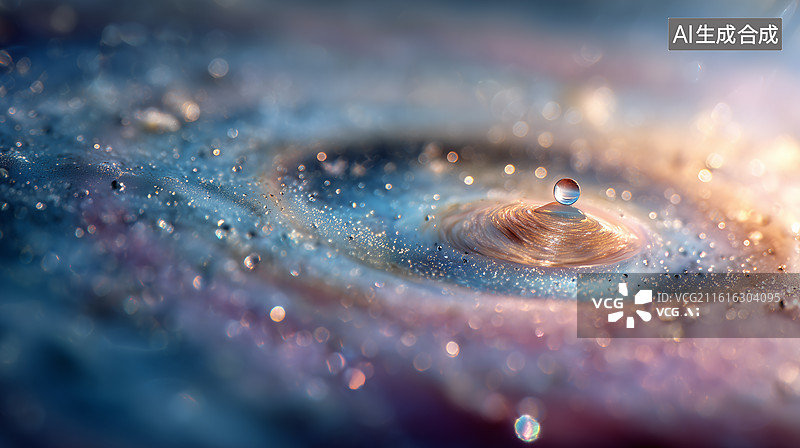 【AI数字艺术】水滴中想象宇宙微距图片素材