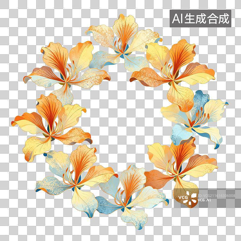 【AI数字艺术】紫荆花花环插画图片素材