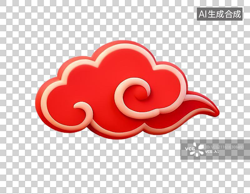 【AI数字艺术】金边红色祥云中式节庆吉祥寓意文化装饰图片素材