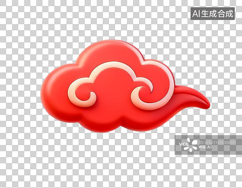 【AI数字艺术】金边红色祥云中式节庆吉祥寓意文化装饰图片素材