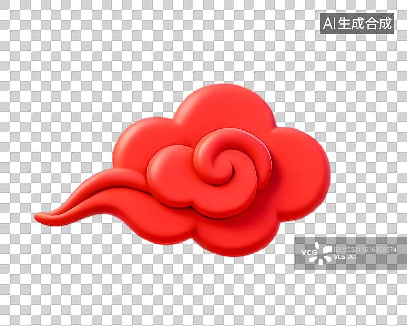【AI数字艺术】金边红色祥云中式节庆吉祥寓意文化装饰图片素材