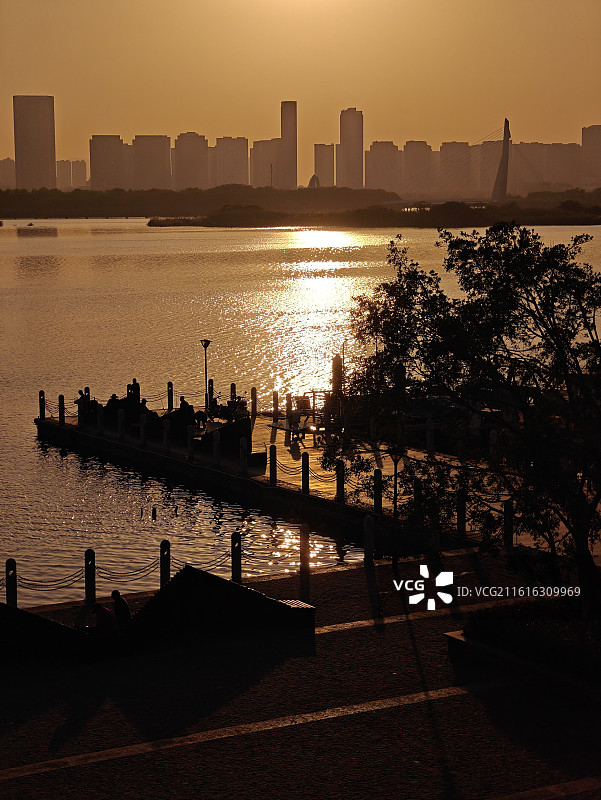 厦门杏林湾落日图片素材