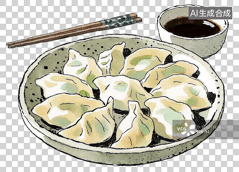 【AI数字艺术】手绘饺子图片素材