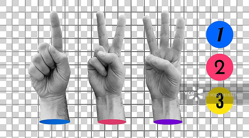 复古元素的潮流手部拼贴图片素材