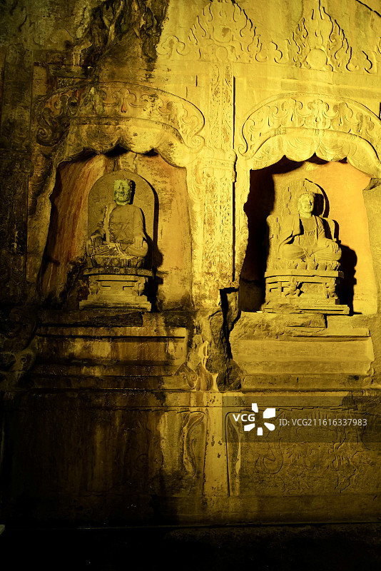 河北邯郸北响堂山石窟大佛洞石窟造像艺术图片素材