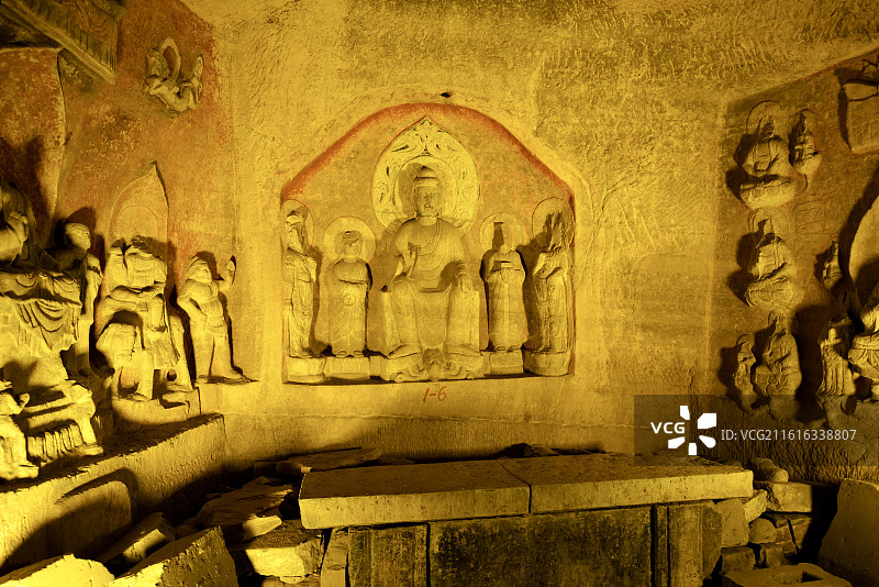 河北邯郸北响堂山石窟随佛龙窟石窟艺术图片素材