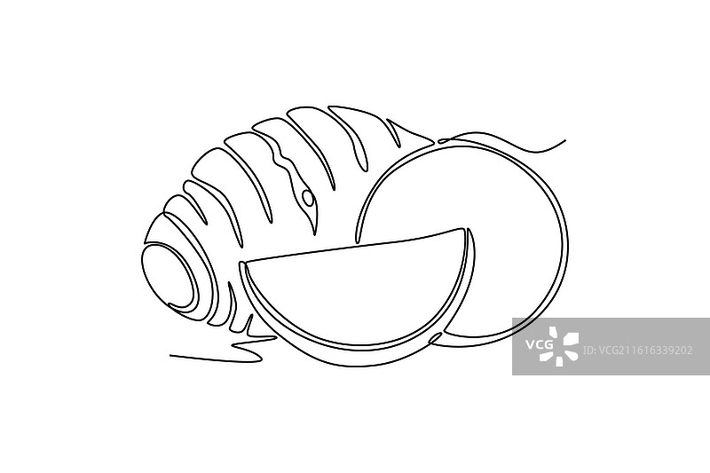 一幅描绘完整健康有机物的单线条画图片素材