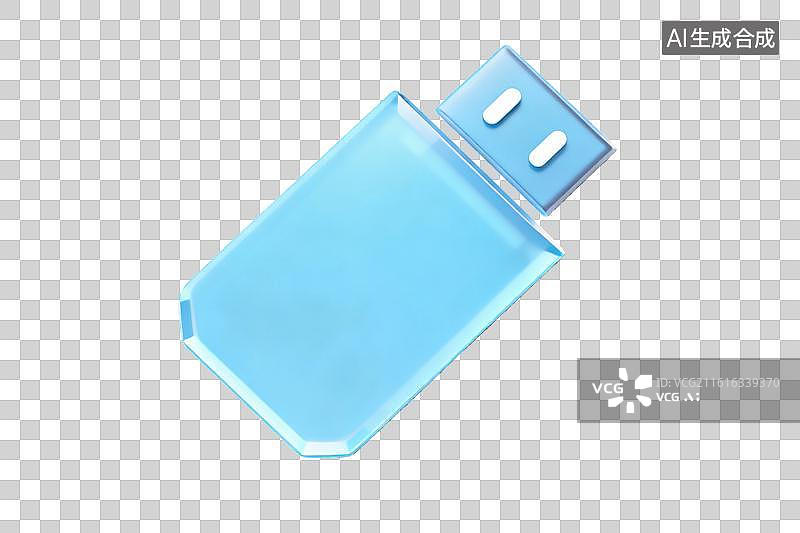 【AI数字艺术】蓝色U盘特写展示图片素材