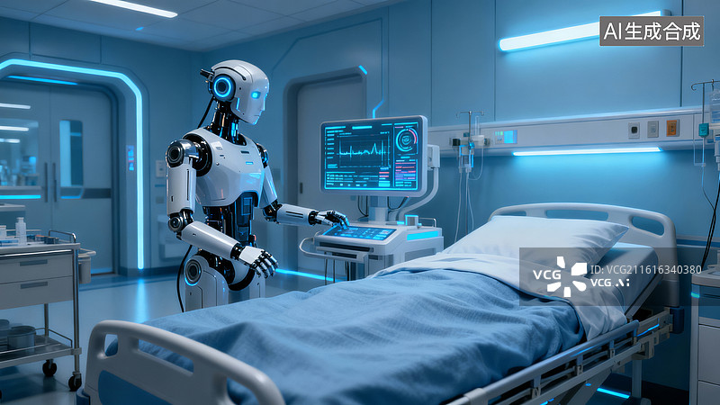 【AI数字艺术】未来医院中的医疗机器人助手图片素材