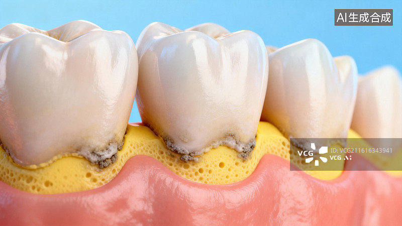 【AI数字艺术】牙齿模型展示牙龈与龋齿图片素材