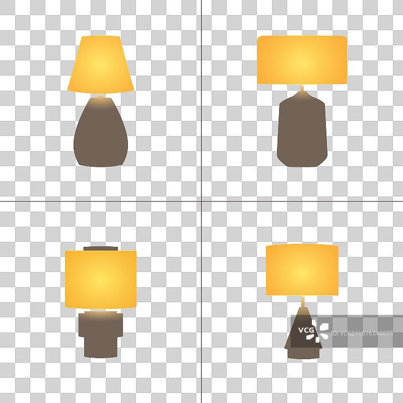 台灯图标集扁平化设计图片素材