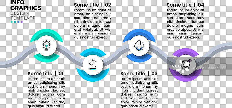 信息图表模板，抽象线条，包含4个元素图片素材