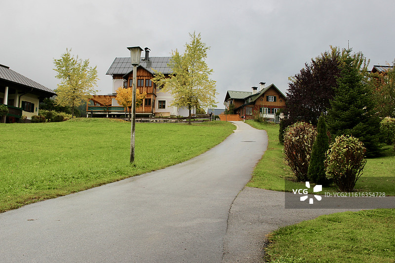 奥地利戈绍小镇绿色田园自然风景图片素材