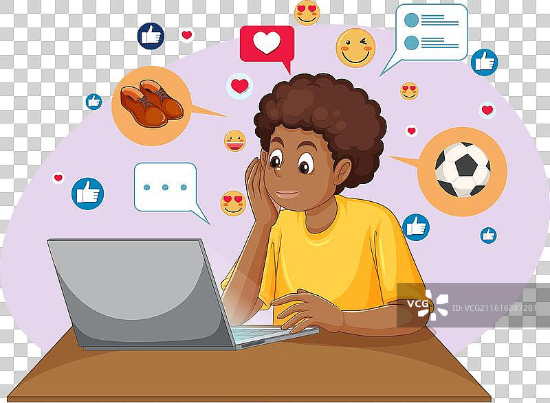 一个人正在用笔记本电脑浏览社交媒体图片素材