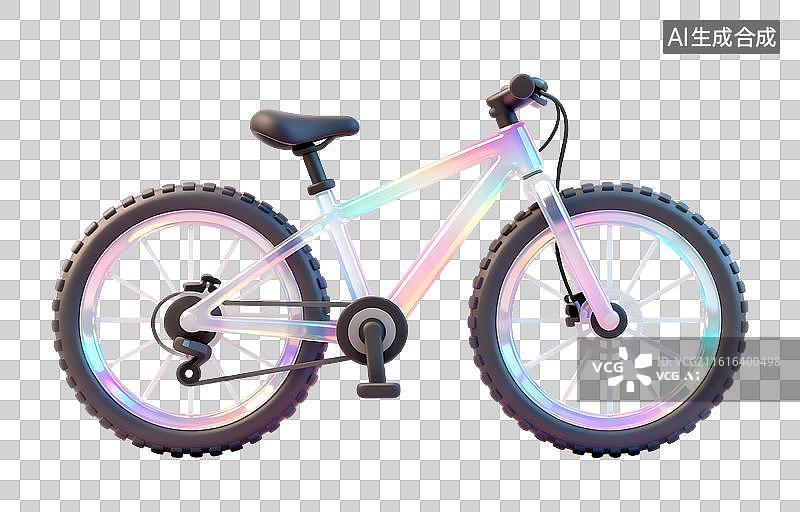 【AI数字艺术】AIGC：3D果冻风格山地自行车，交通工具 元素 免抠图形图片素材