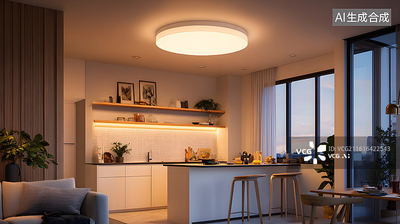 【AI数字艺术】现代厨房与家具配置图片素材