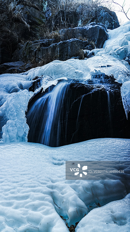 北京海淀区车耳营冰瀑图片素材