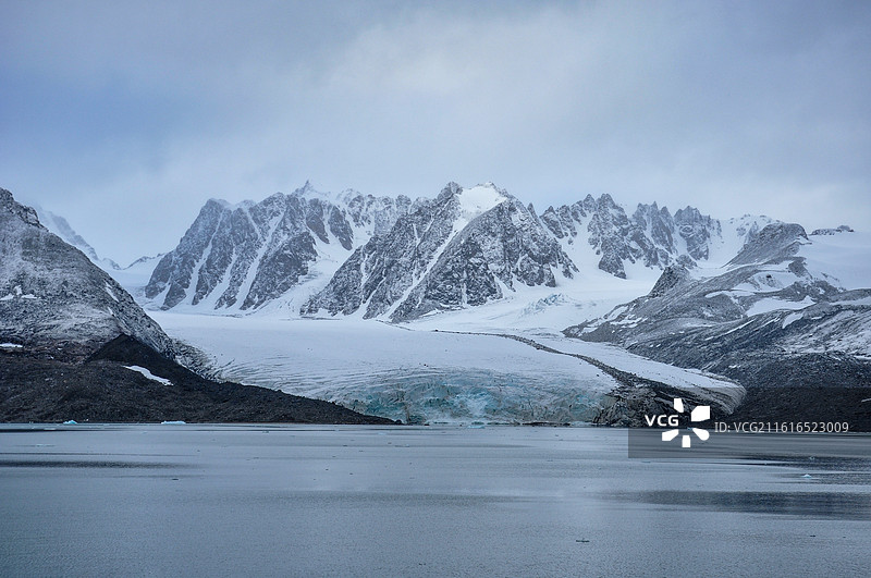 2014.1北极挪威斯瓦尔巴群岛北冰洋冰川 Monacobreen（莫纳科布伦冰川）图片素材