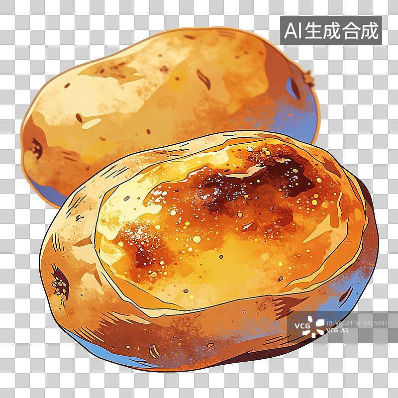 【AI数字艺术】烤土豆美食插画图片素材