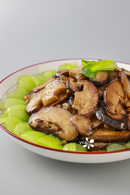 香菇油菜家常炒菜美食图片素材