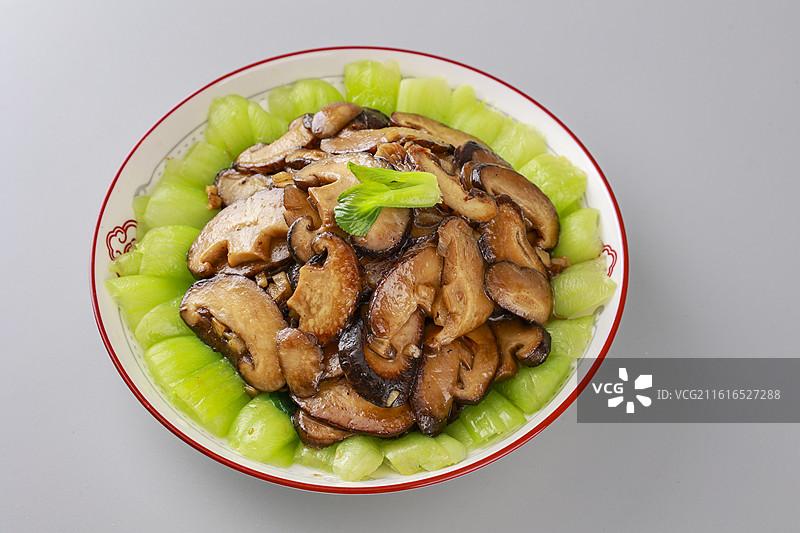 香菇青菜家常炒菜美食图片素材