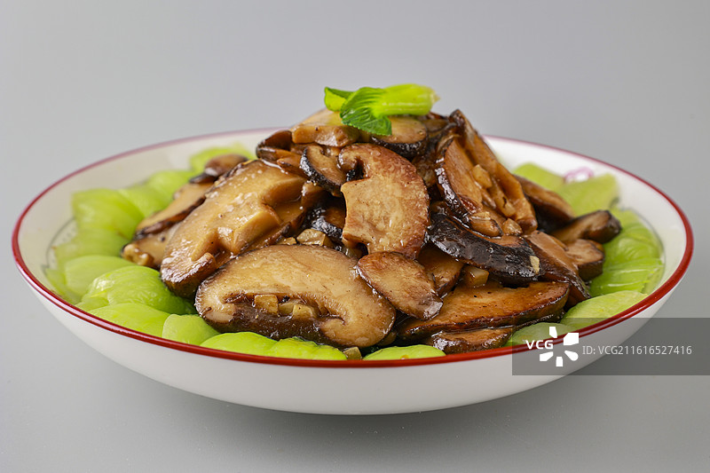 香菇青菜家常炒菜美食图片素材