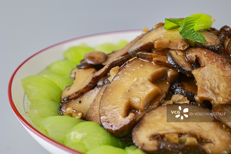 香菇油菜家常炒菜美食图片素材