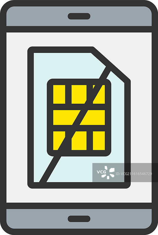 无SIM卡线条填充图标设计图片素材