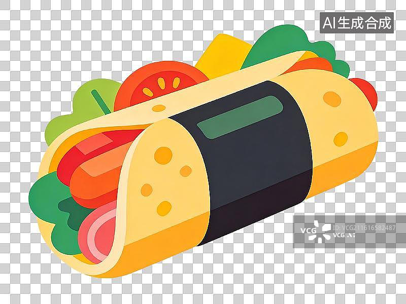 【AI数字艺术】卡通风格卷饼食物插图图片素材