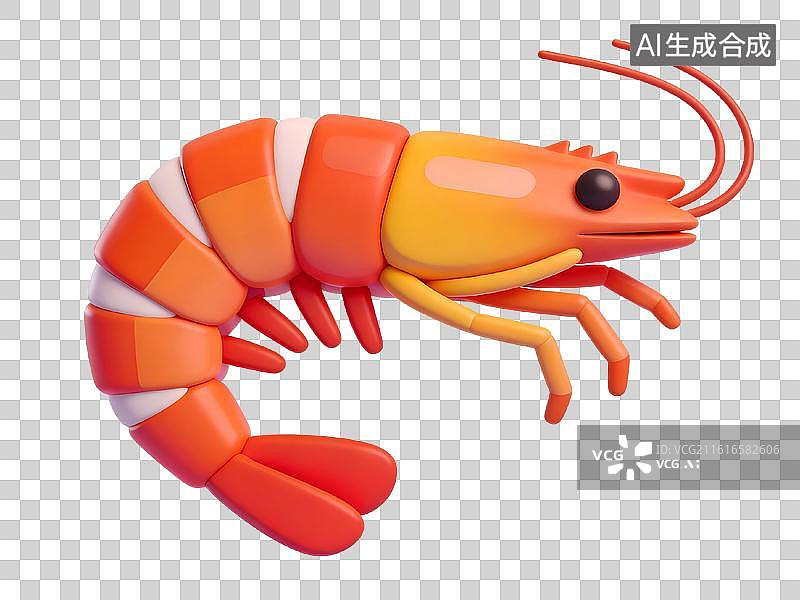 【AI数字艺术】卡通风格的虾形象图片素材