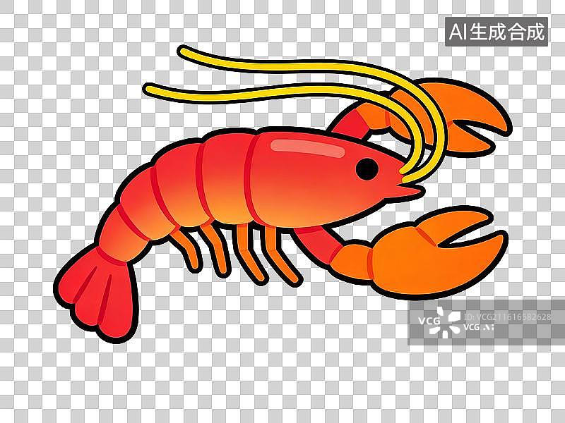 【AI数字艺术】红色卡通龙虾插图图片素材
