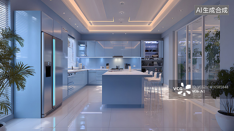 【AI数字艺术】现代厨房与家具配置图片素材
