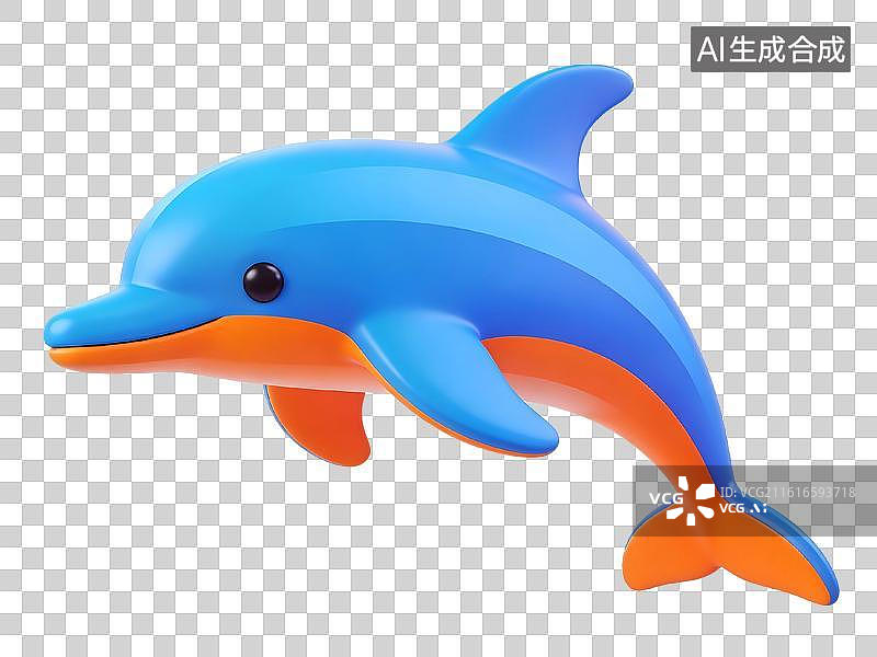 【AI数字艺术】蓝色海豚卡通形象图片素材
