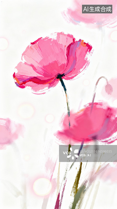 【AI数字艺术】粉色鲜花花水彩画图片素材